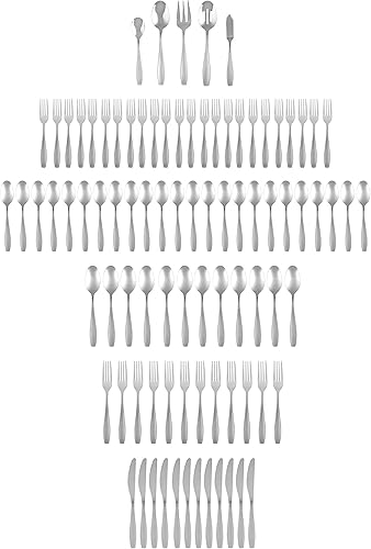 Miniatura 9 de Cambridge 345320CBW12R Tyrus Satin Mirror - Juego de cubiertos de 20 piezas, servicio para 4, plateado