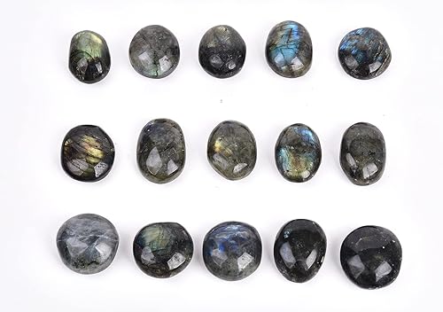 Miniatura 4 de AMOYSTONE 15 piedras de labradorita de preocupación naturales de cristales curativos de palmera, pequeños chakras, cristal de bolsillo de cristal