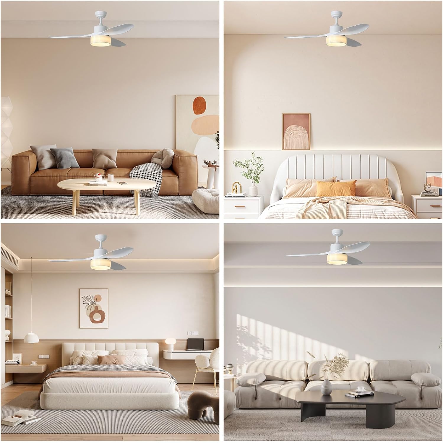 Eamonex LED 52 inches DC Fabric Ceiling Fan with Light Fixture and Remote Control,Modern Boho Dimmable Fandelier for Indoor,Outdoor,Bedroom,Living room,Dining room