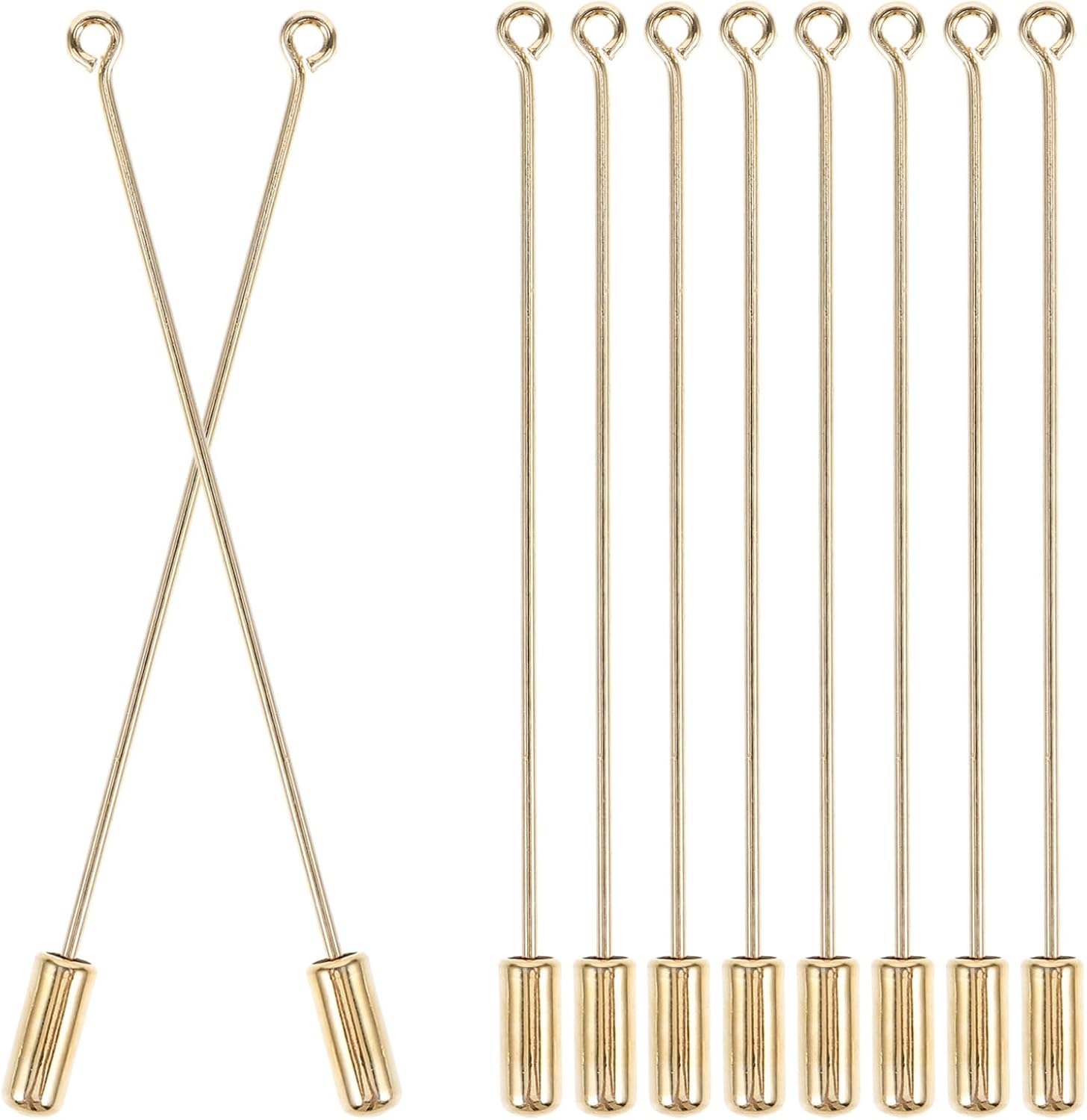 10pcs Gold Copper Brooch Safety Pin Long Needle DIY Jewelry Accessory