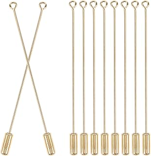 10pcs Golden Copper Brooch Safety Pin Stick for Wedding Banquets DIY | Long Needle Eye Design, Stopper Ends, Reusable Accessory, Decorative Craft Supply, Easy Wear and Removal