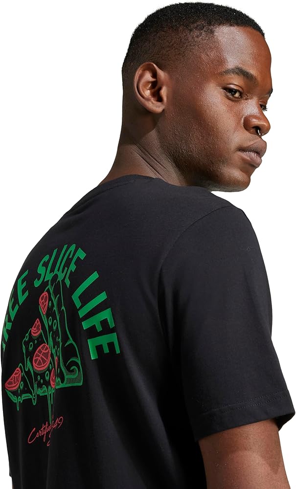 Amazon.com: Adidas Men's Lounge Pizza Sportswear T-Shirt, Black, X