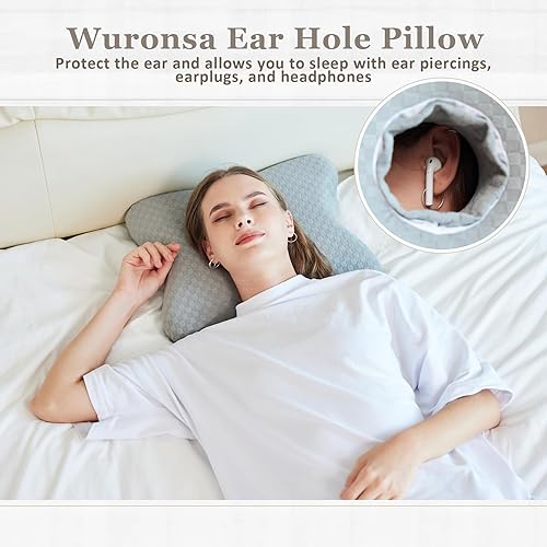 Miniatura 8 de Almohada para piercings  Almohada de espuma viscoelástica para personas que duermen de lado, almohada con un orificio para la oreja para aliviar el