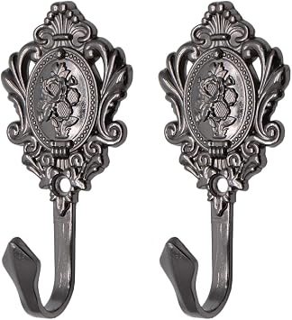 Xiaoyztan Curtain Tiebacks Wall Hooks for Drapery Holdback Black 2Pcs