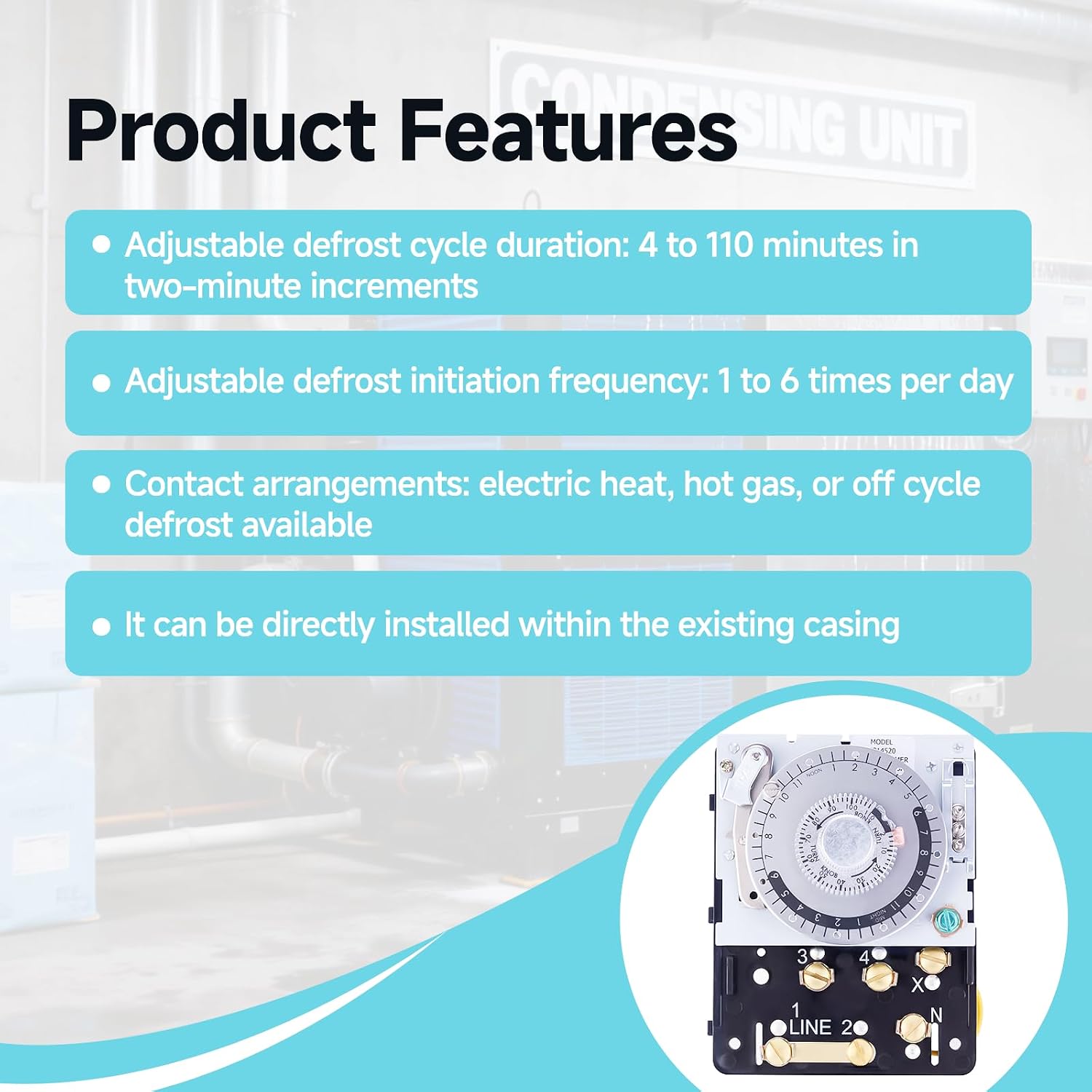 Upgraded FrigeSwift M814520 Commercial Defrost Timer Without Metal Case, Double Pole Double Dial, 40A 2HP, 208-240VAC 60Hz, for Walk in Boxes, Reach in Boxes, Refrigerated Cases, Condensing Units