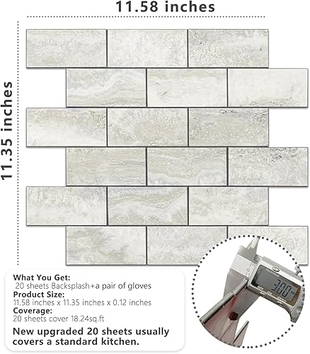 Vista 89 de STICKGOO 10 hojas de azulejos de metro para despegar y pegar, azulejos de pared para salpicaduras de cocina, azulejos de pared de PVC para Pizarra