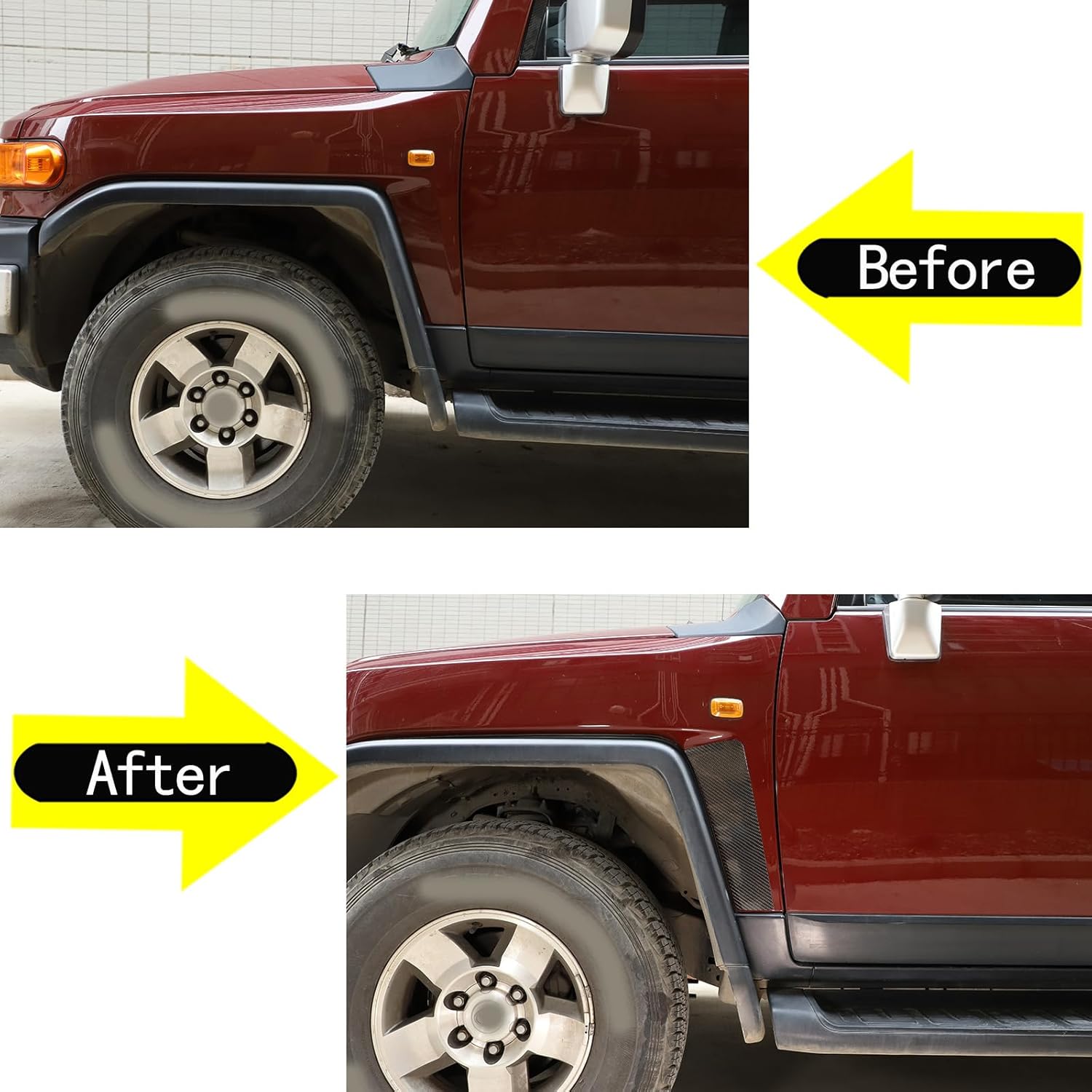 LLKUANG Soft Carbon Fiber Side Fender Vent Cover Trim Compatible with Toyot@ FJ Cruiser 2007-2021,Front Fender Side Fender Stickers Decorative Strip,2Pcs/Set