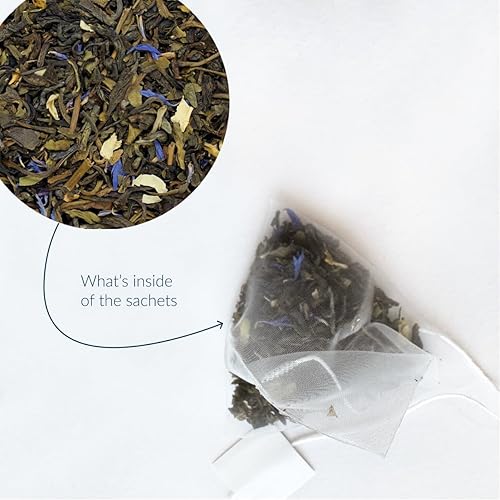 Miniatura 3 de Osmans Té verde - Hoja suelta de primera calidad en bolsitas, mezcla de jazmín y menta, refrescante y relajante, 15 sobres