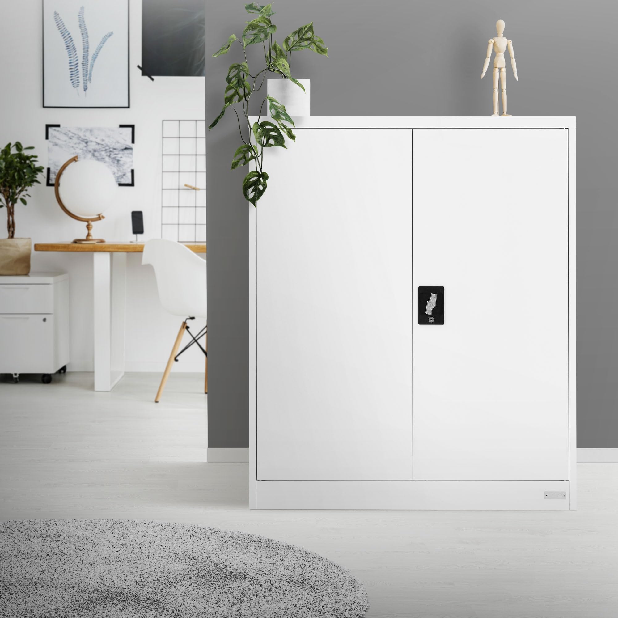 ML-Design Archivador de Oficina 90x40x109cm Acero Blanco Armario Independiente Auxiliar Metálica con 2 Puertas y 3 Estantes Regulables en Altura Mueble para Almacenamiento Documentos