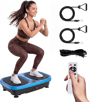 Vibration Plate Exercise Machine, Vibrating Platform Full Body Workout with Auto Modes & Pull Ropes for Weight Loss & Muscle Toning, Smart LED Screen Vibrating Shaker for Home Gym