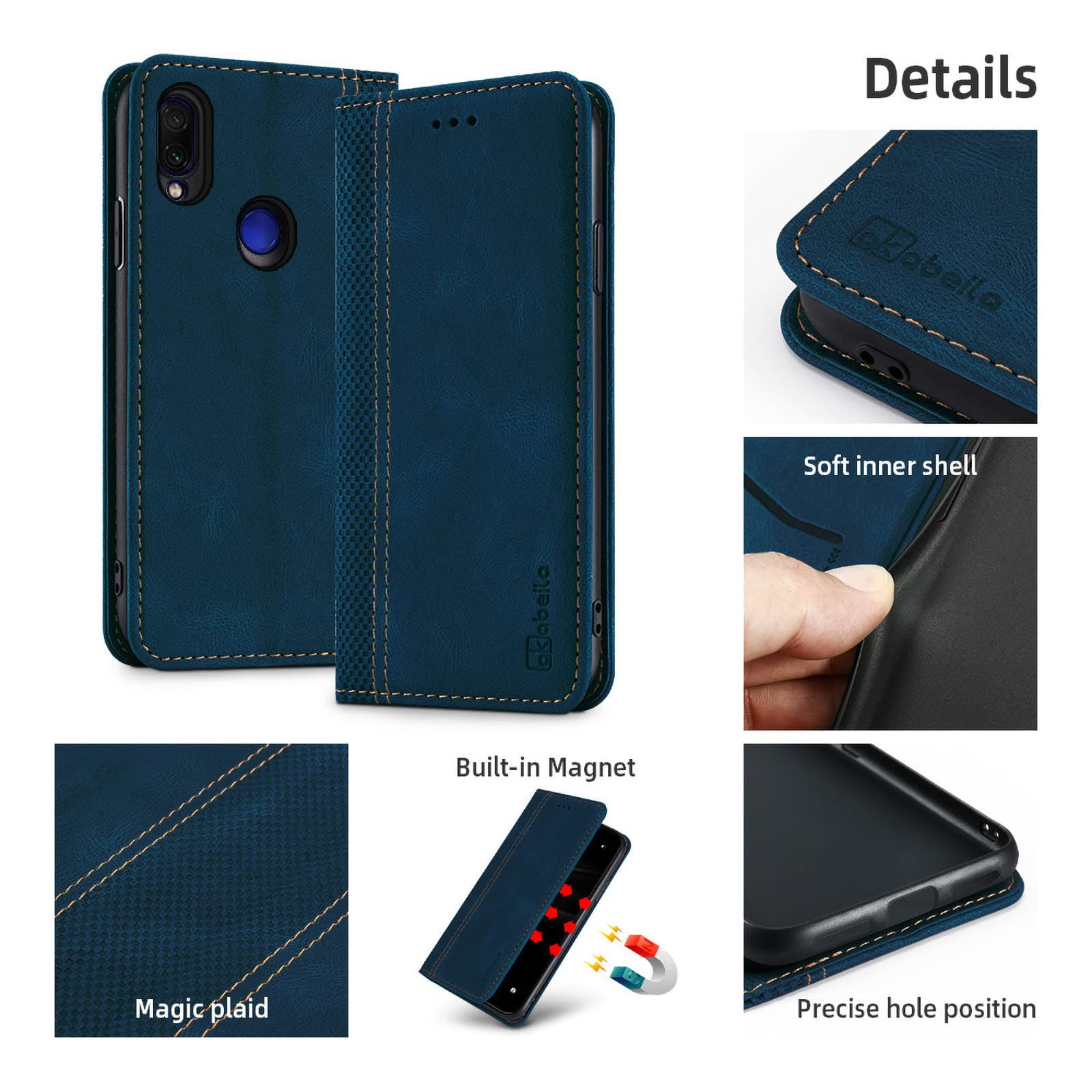 Leder-Handyhülle Für Xiaomi Redmi Note 7 / 7 Pro – Flip Case Mit Kartenfächern, Magnetverschluss & Standfunktion (Grün)