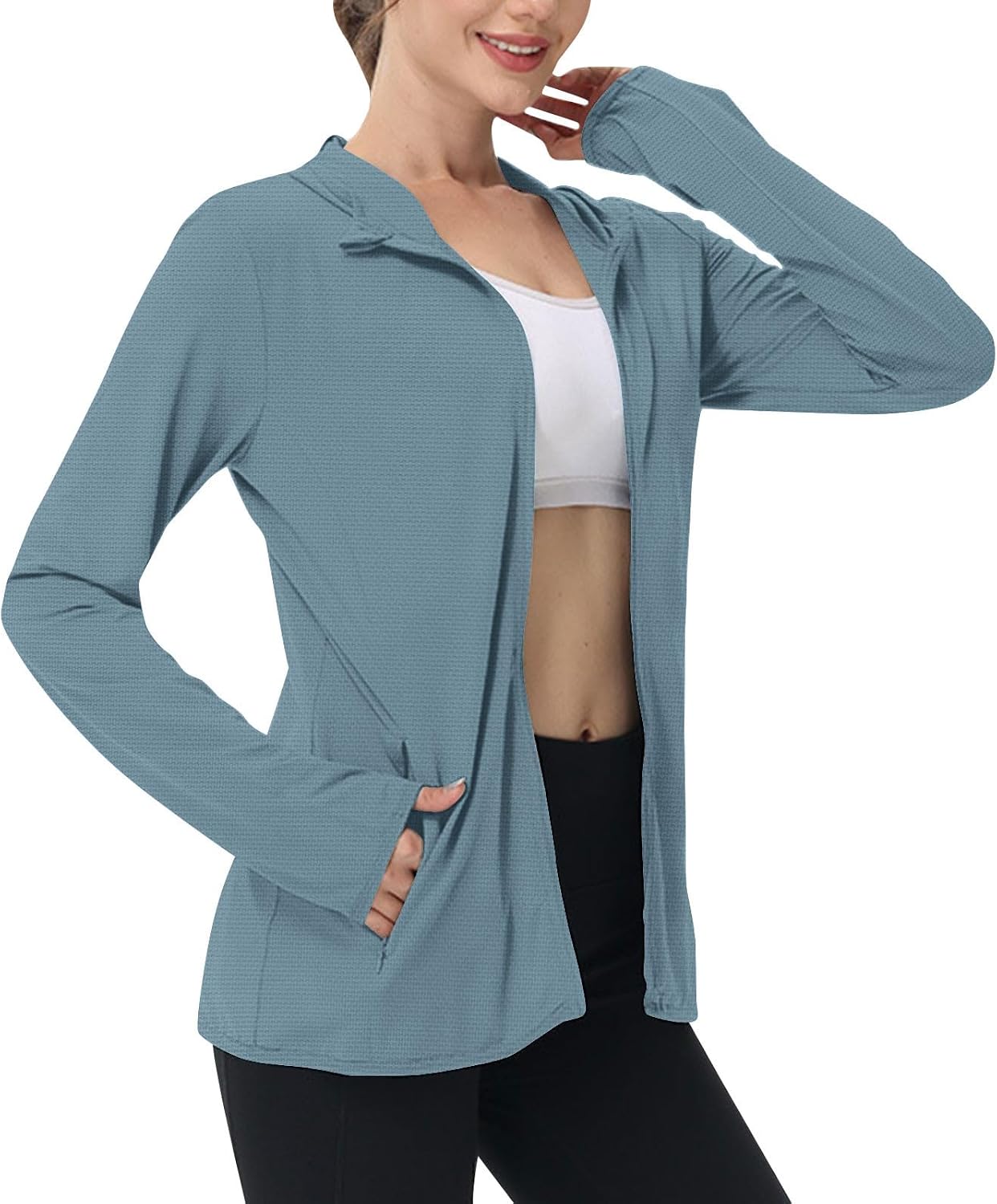 Women's Sun Shirts Full Zip Long Sleeve Hoodies Sun Protection Jacket Lightweight Quick Dry Workout Hiking Tops