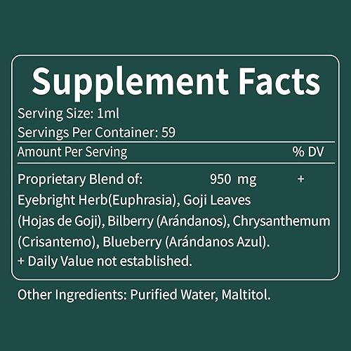 Miniatura 8 de Fuenvegtal Eyebright - Gotas de hierbas para la salud ocular, fatiga ocular y apoyo para los ojos secos, suplementos herbales con Euphrasia