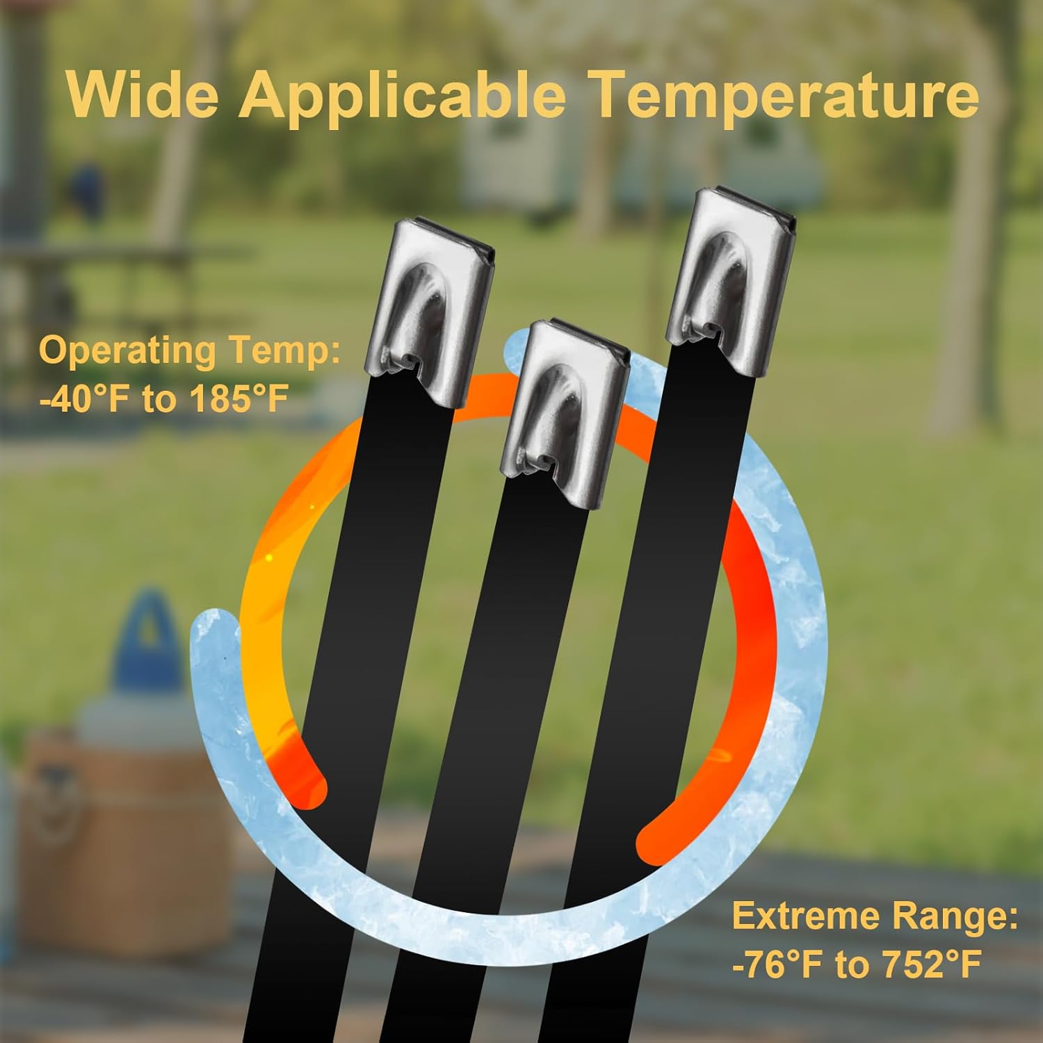 Metal Zip Ties Black 23.6in Stainless Steel Zip Ties Heavy Duty, 270LBS Tensile Strength, Wire Multifunctional Locking Exhaust Wrap Flexible Durable 30 PCS