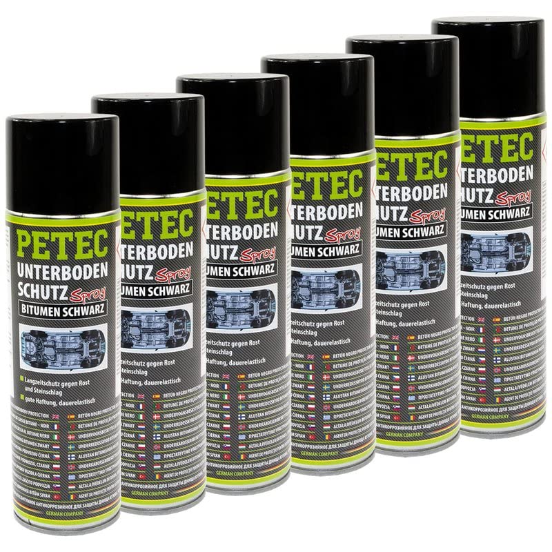 Petec_bundle 6X PETEC UNTERBODENSCHUTZ Bitumen Spray Steinschlagschutz SCHWARZ 500 ML 73150