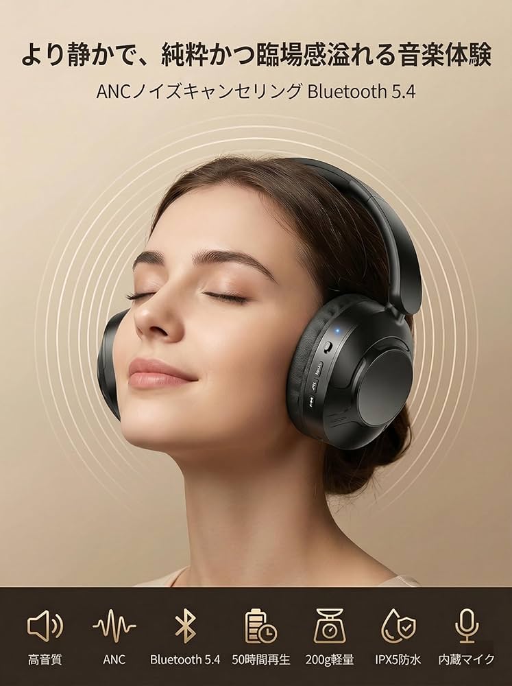 【新品・2026最新型】ノイズキャンセリング ワイヤレスヘッドホン Amazon.co.jp: ヘッドホン bluetooth 【2026最新Bluetooth5.4