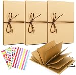 Hacaroa 4 Pack 6 x 8 Inches Scrapbook Albums, Accordion Hardcover Kraft Paper, Stretchable Folding DIY Handmade Adventure Book with Brown Pages, Gift for Anniversary, Graduation