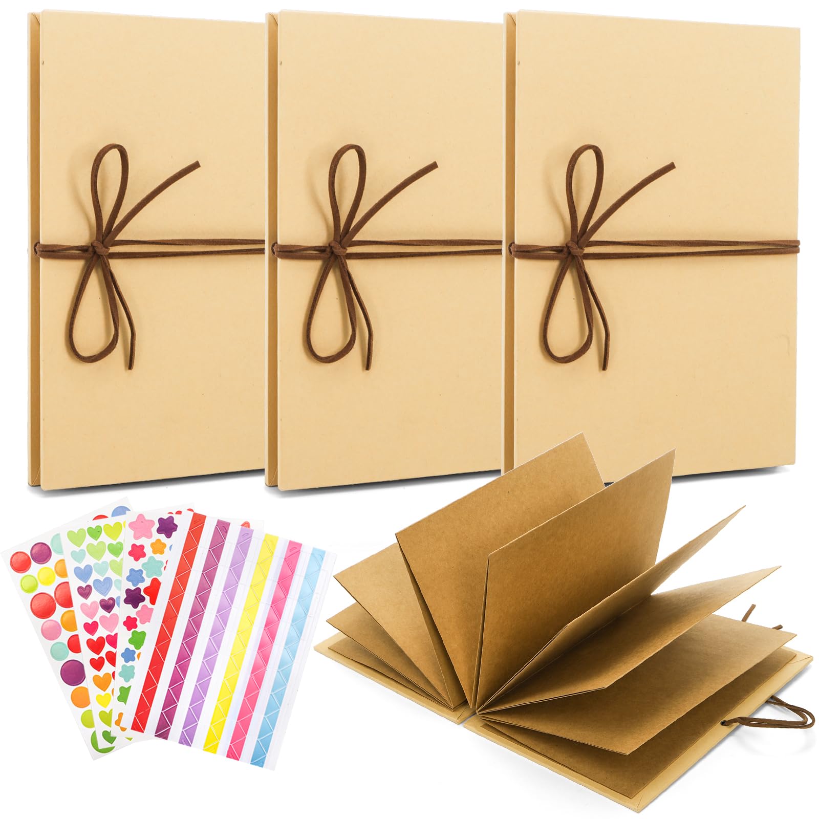 Hacaroa 4 Stück 15 x 20 cm Akkordeon Scrapbook, Hardcover Kraftpapier Fotoalben, Dehnbare Faltende Fotosammlung DIY Handgemachte Abenteuer Buch für Hochzeit, Abschluss, Valentinstag