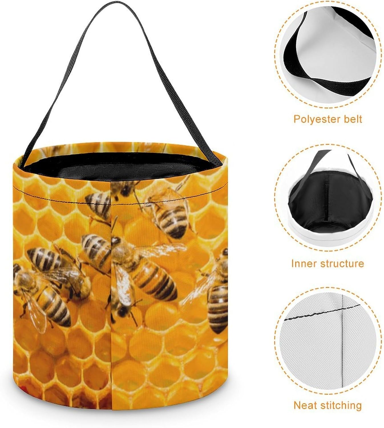 Honeys-Bees Hive Halloween Treat Bag Reusable Candy Basket Tote Goody Bags Gift Party