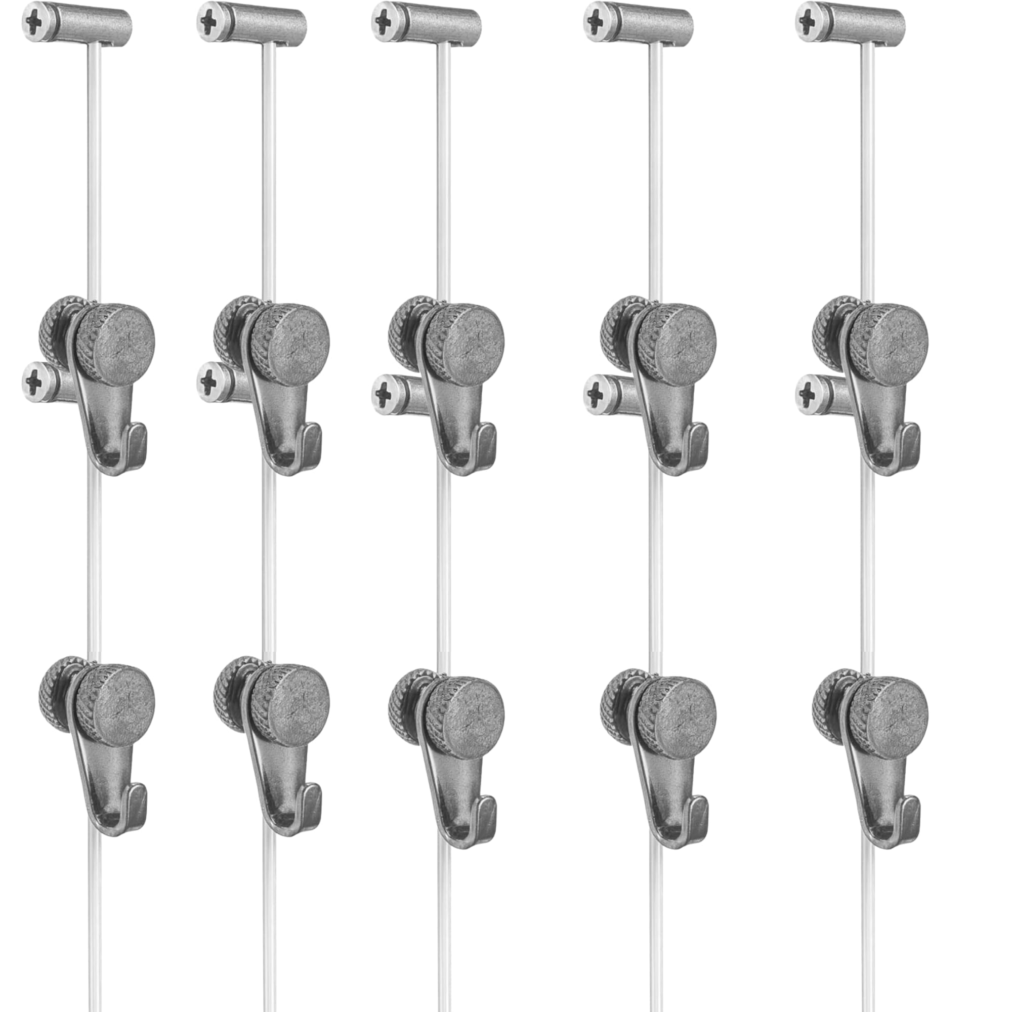 Colgadores Cuelga Cuadros RM Nylon - Soporta 15 kg | Regulable en altura sin herramientas | Cuelga varios cuadros por hilo | Ideal uso doméstico | Incluye Carril Guía y gancho (10 unidad)