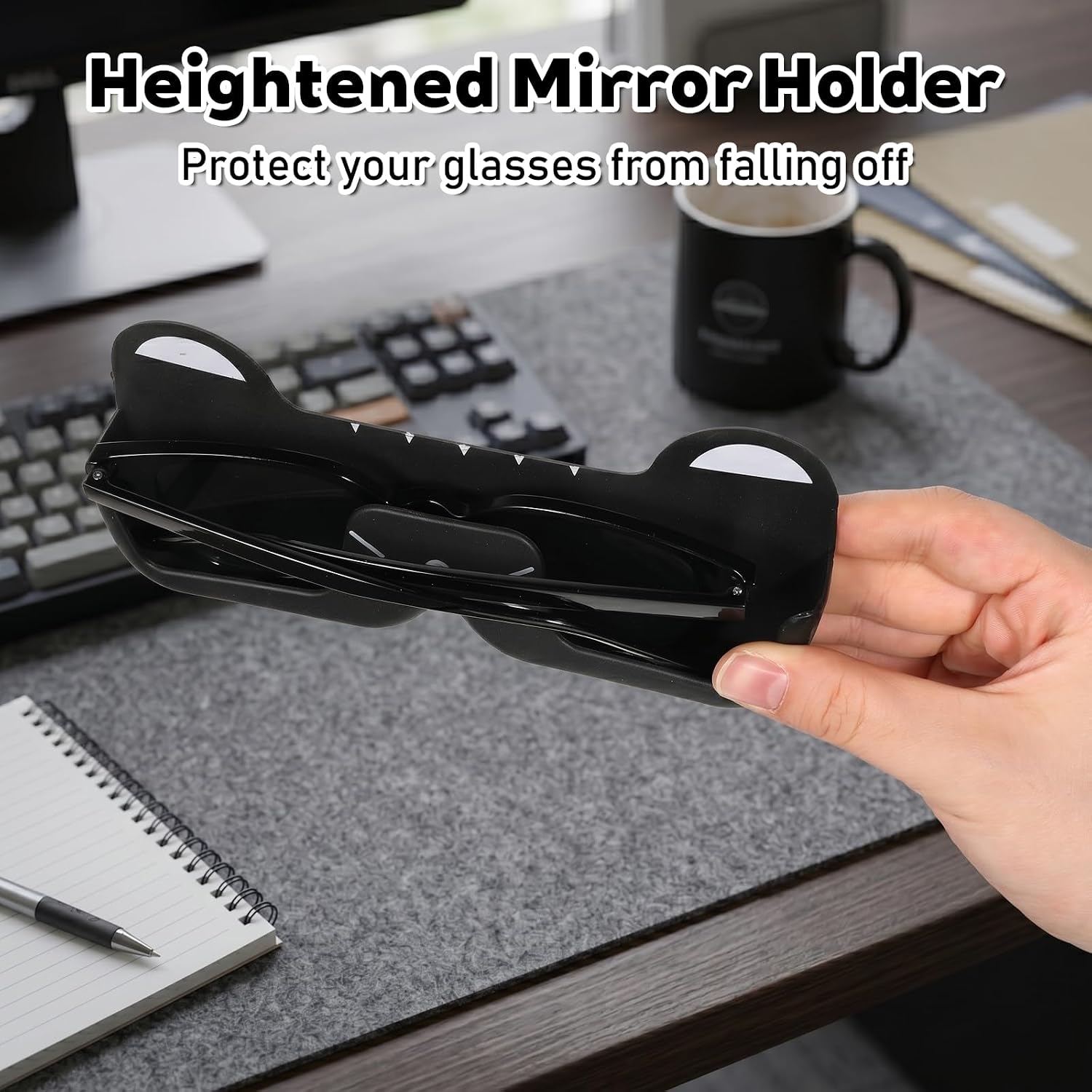 2Pcs Cat Shape Glasses Holder, Sunglass Holder for Wall | Wall Mounted Self-Adhesive Cat Eye Glasses Holder for Home, Entryway, Bedroom, Bathroom, Office