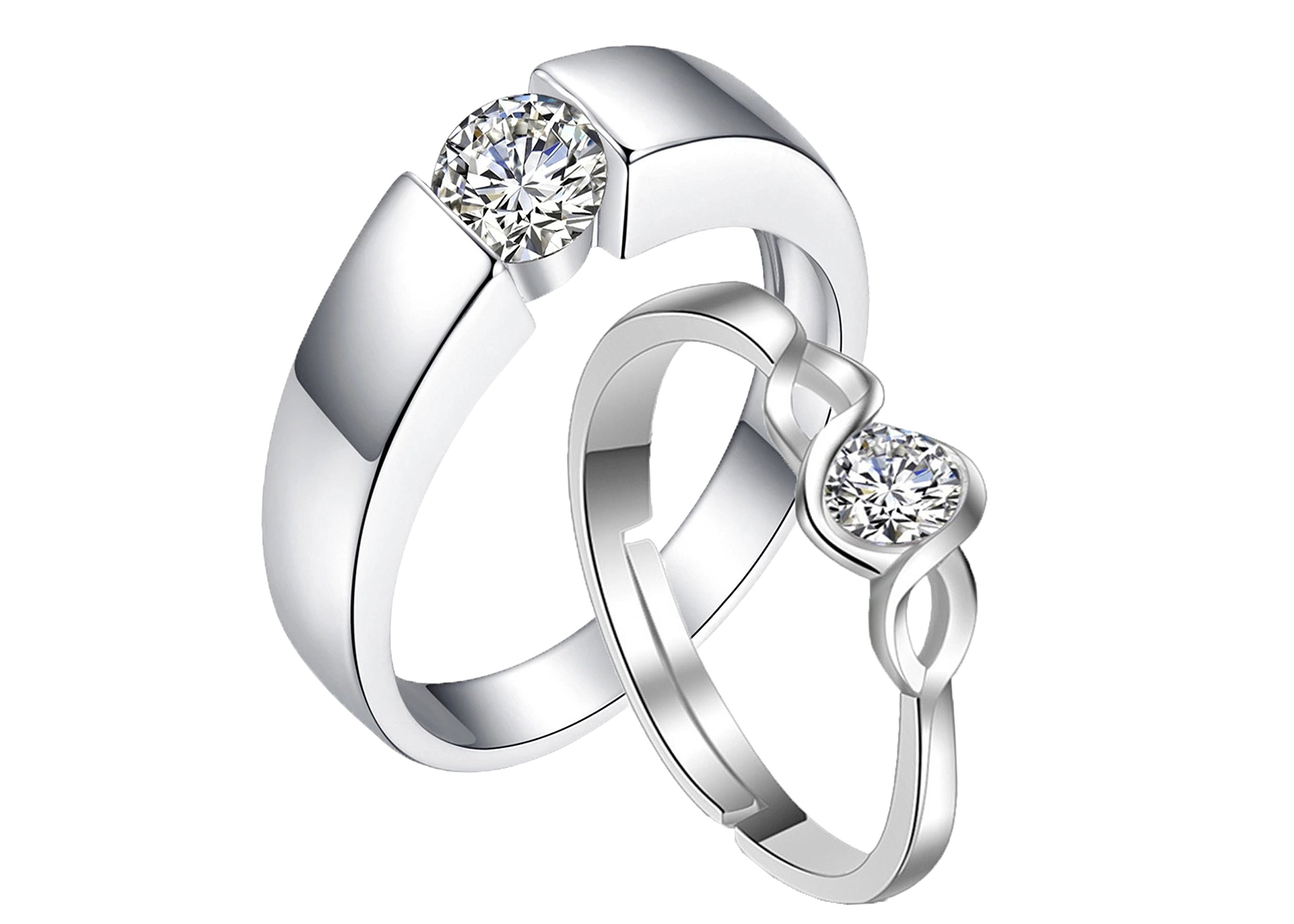 dc jewels Crystal Alloy Adjustable Ring for Unisex Adult (Silver)