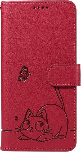 Leather Wallet Case for Samsung Galaxy J6 Prime/J6 Plus/J610F Cover with Magnetic Flip Cat Stand Case with Blocking RFID Card Holder Cover Compatible with Galaxy J6 Prime/J6 Plus/J610F 5
