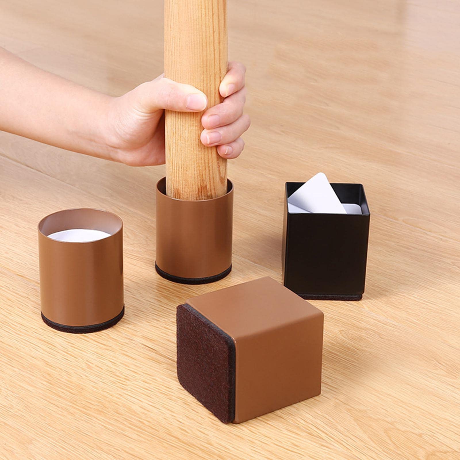 UJEAVETTE Furniture Risers Bed Riser Chair Leg Lifts Couch Lifter Round 4x5cm Brown 3