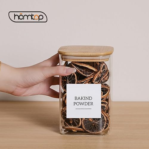Miniatura 6 de Recipientes de vidrio para almacenamiento de alimentos con tapas de bambú, tarros de vidrio de borosilicato de 34 onzas de alto para granos de café,