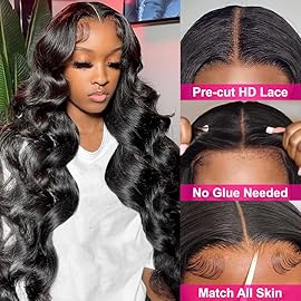 Hedy Body Wave Lace Front Glueless Wigs Human Hair Pre Plucked Pre Cut HD Lace No Glue 10A Lace Closure Human Hair Wigs for Women with Natural Hairline Natural Color 180% Density 22 inch