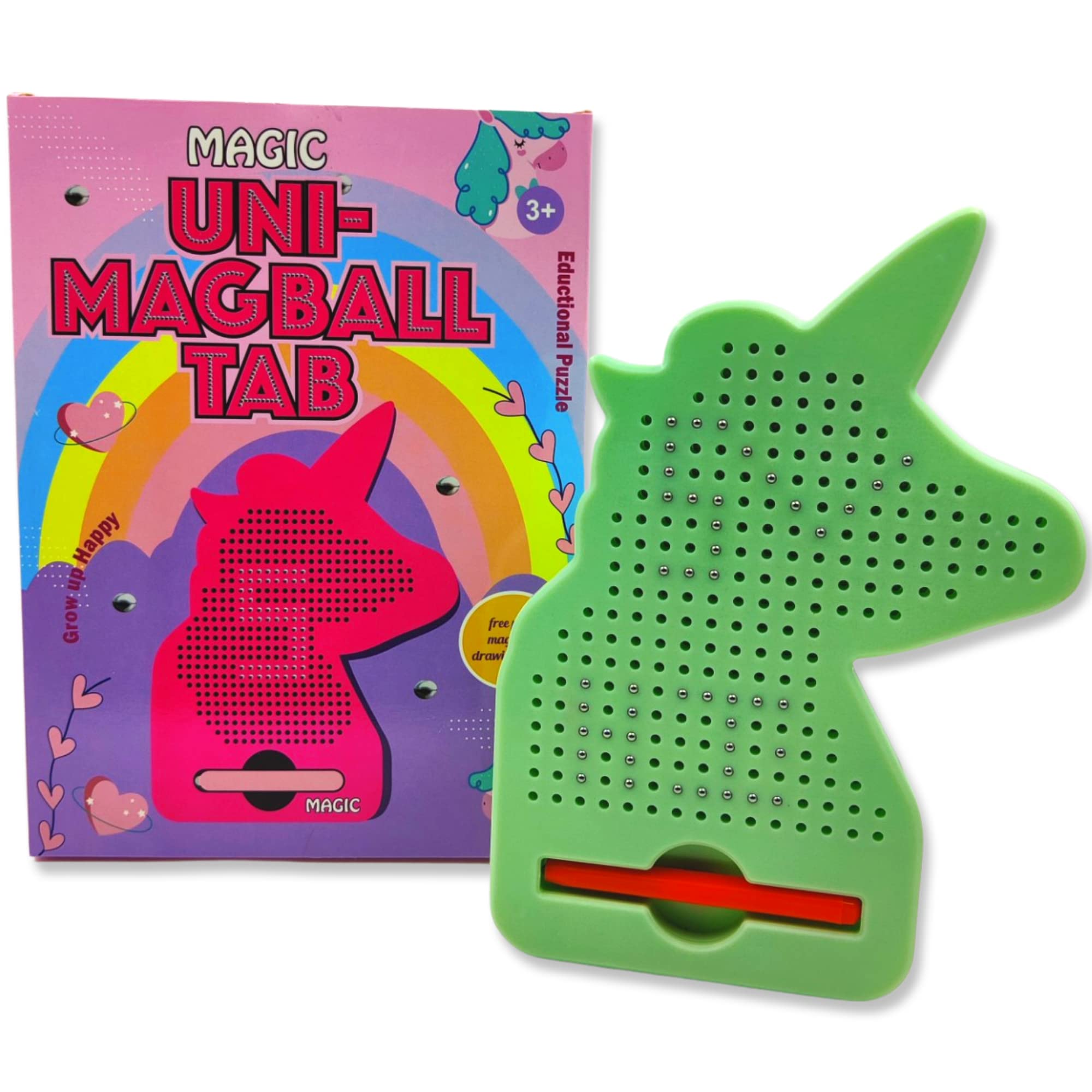 SAMVARDHAN Magnetic Tablet Magnet Pad with Steel Bead Magnet Stylus Pen for Kids Learning Educational Toy (Green)