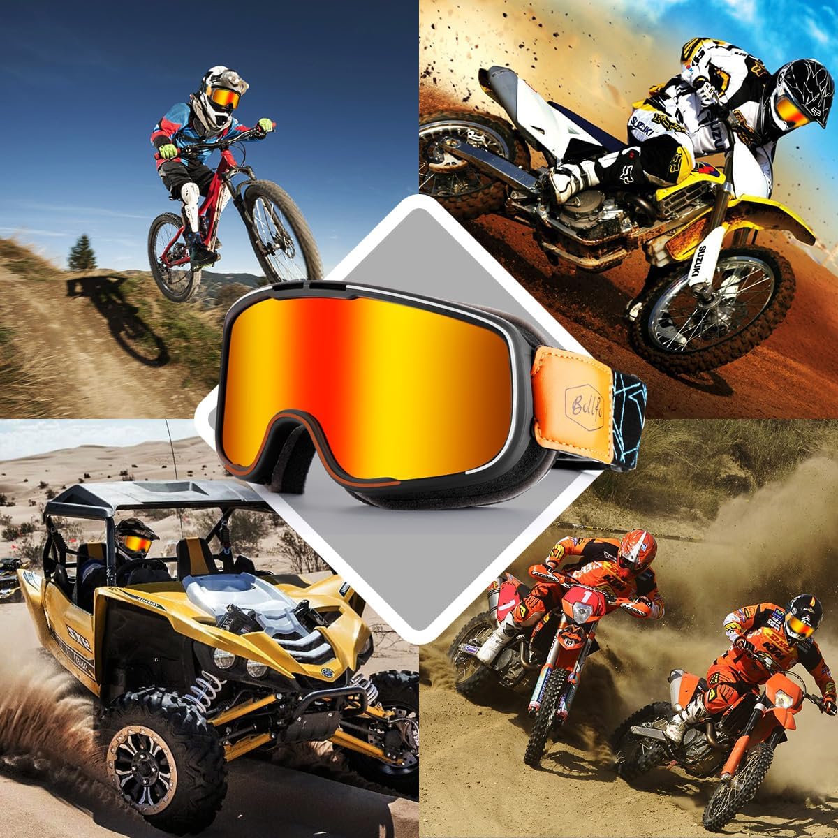 Motorcycle Goggles 2 Pack - Dirt Bike Goggles Motocross Goggles ATV Riding Off-Road Glasses - Image 7