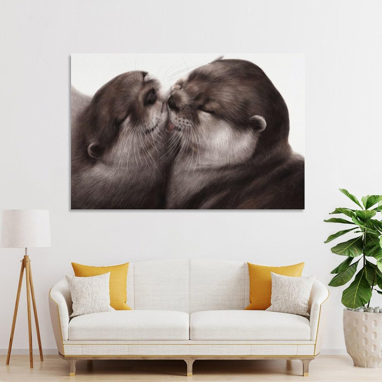 Junmoney Kissing Otters Decorative Wall Artwork 16x24inch(40x60cm), for Entrance Spaces, Stair Walls Or Halls, A Stylish Accent for Home Entrances