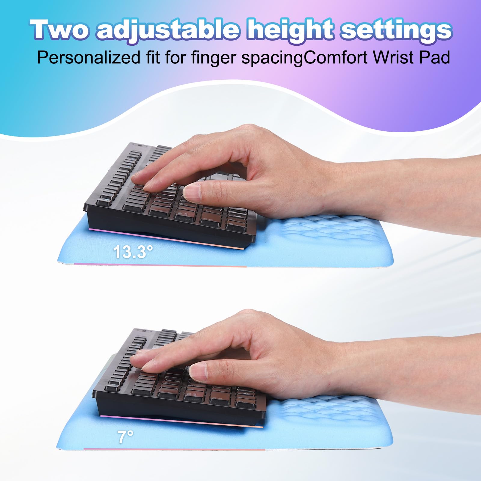 PATIKIL Support De Clavier D'Ordinateur Avec Repose-Poignet, Coussin De Soutien Pour Poignet D'Ordinateur, Support Surélevé De Clavier Pour Bureau Jeu Domicile, Rose Et Violet