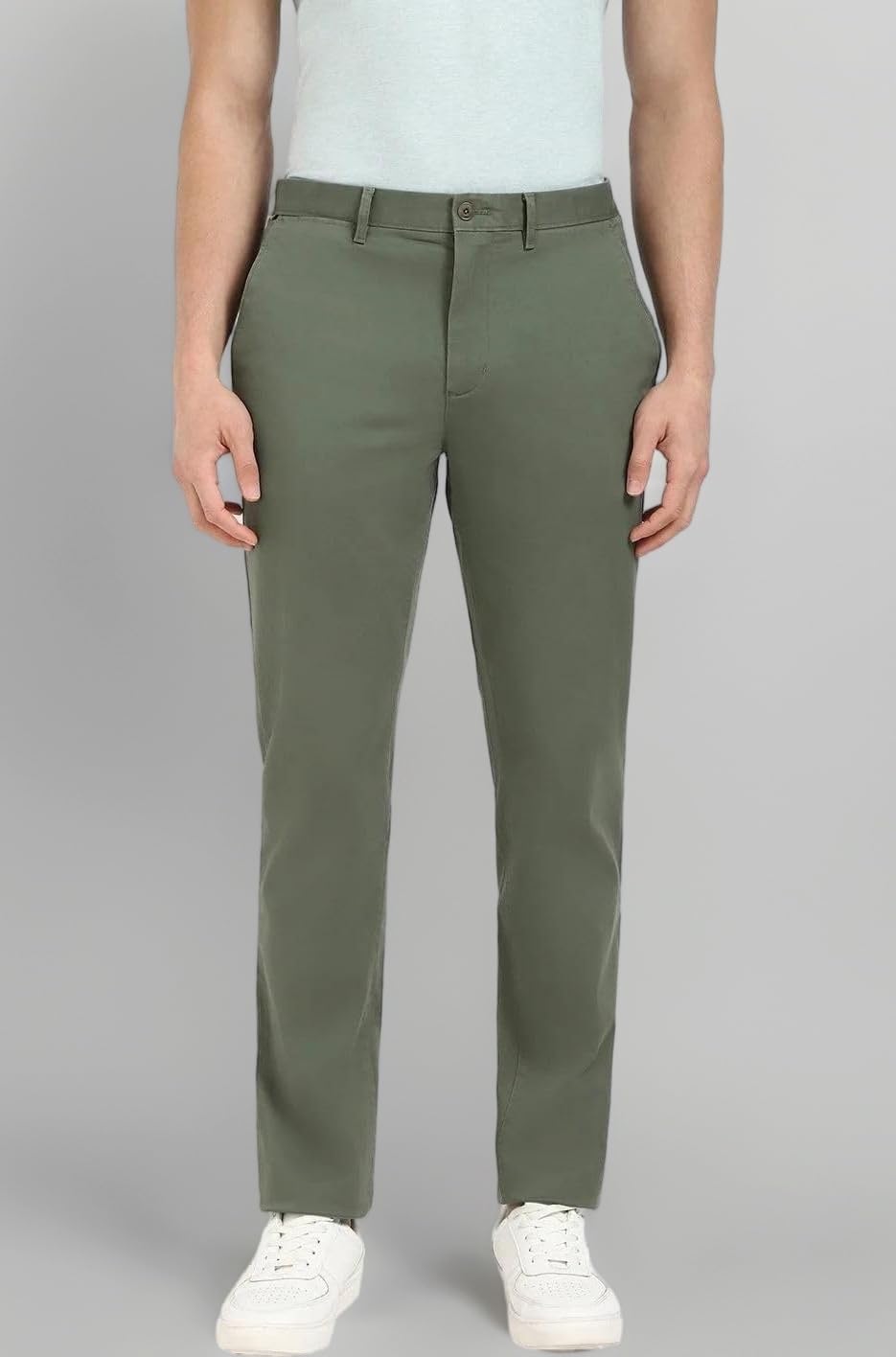Straight Fit Solid Mid Rise Chino
