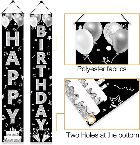 Miniatura 3 de Suministros de fiesta de feliz cumpleaños, letrero de porche y decoración de fondo para hombres y mujeres, cumpleaños de 16 a 90 años