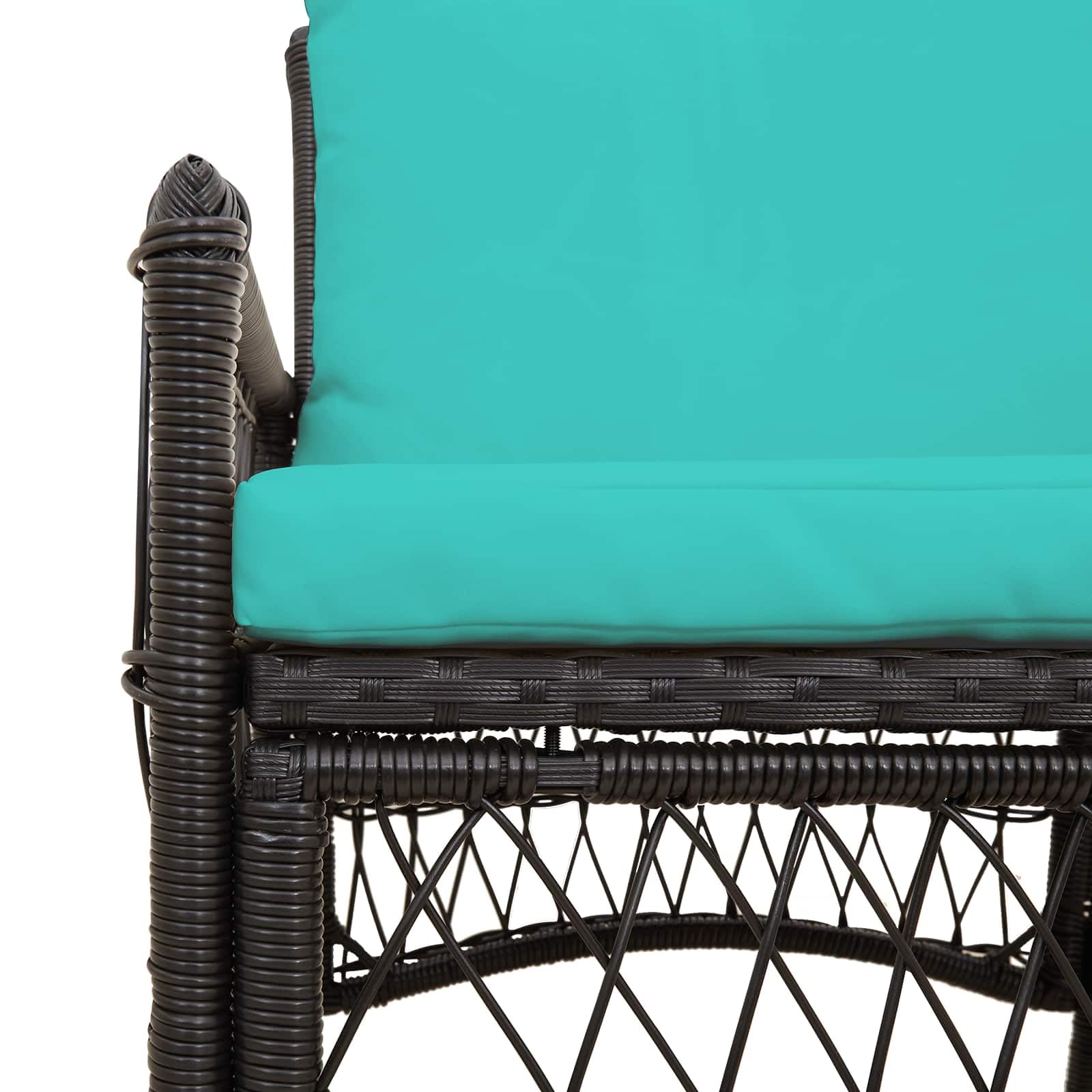 Krzeslo Ogrodowe Polirattan Czarny z Poduszka 73x61x77 cm Ogrodowe Krzeslo Balkonowe z Stalowa Rama, Wodoodporne Siedzisko Tarasowe Ergonomiczne, 110 kg