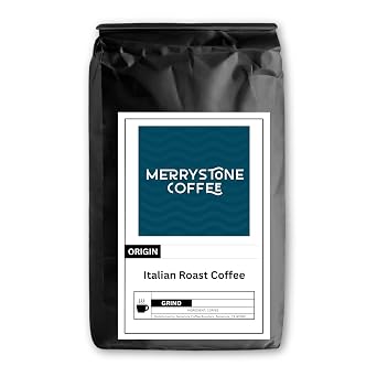 Merrystone Coffee Italian Roast Blend Dark Roast Coarse Ground Coffee, 2 LB Bag, Roasted to Order Slow-Roasted Arabica & Robusta French Press & Cold Brew, Dark Chocolate & Nutty Notes, Small-Batch