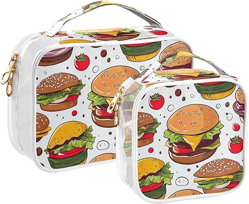 Miniatura 2 de Funny Hamburgers Clear Toiletry Bag for Traveling,2 Pack Makeup Cosmetic Bag with Zipper,Travel Bag for Toiletries,Travel Essentials 21215161