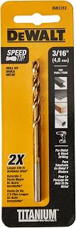 DEWALT 3/16-Inch Titanium Nitride Coated, Split Point Twist Drill Bit (DW1312)