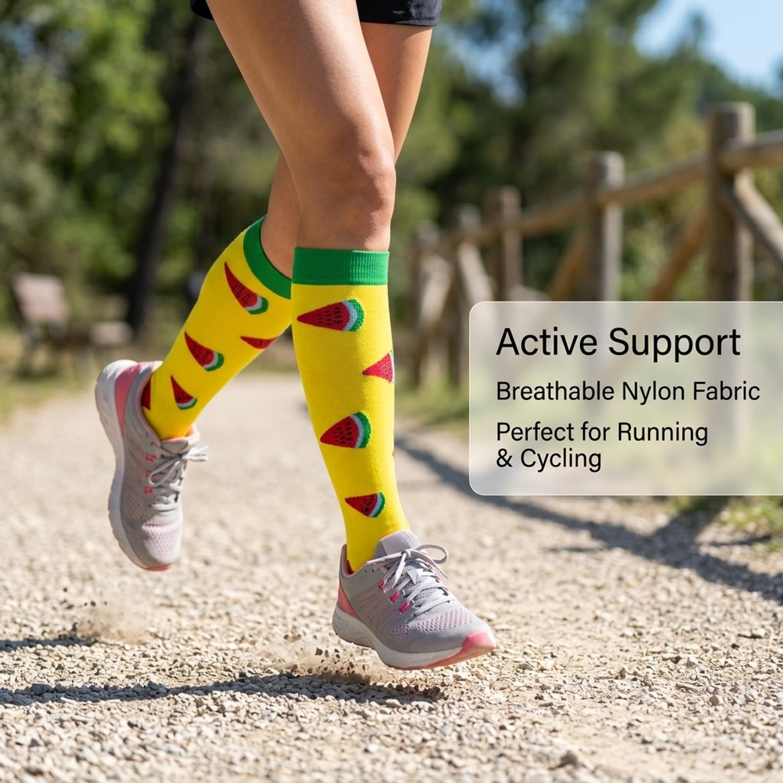 LEOSTEP 6 pares de calcetines de compresión para hombres y mujeres, soporte diario para viajes, trabajo y estilo de vida activo, calcetines respirables cómodos(Fruta,S-M)