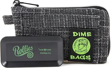 Dime Bags All-in-One Padded Pouch with Accessory Tray and Secret Smell Proof Pocket Black, 7in.