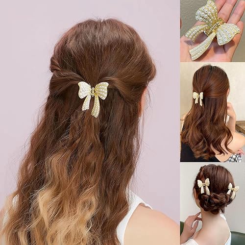 Miniatura 6 de 4 pinzas para el cabello con perlas de diamante para mujeres y niñas, pequeñas pinzas antideslizantes de sujeción fuerte para el cabello para