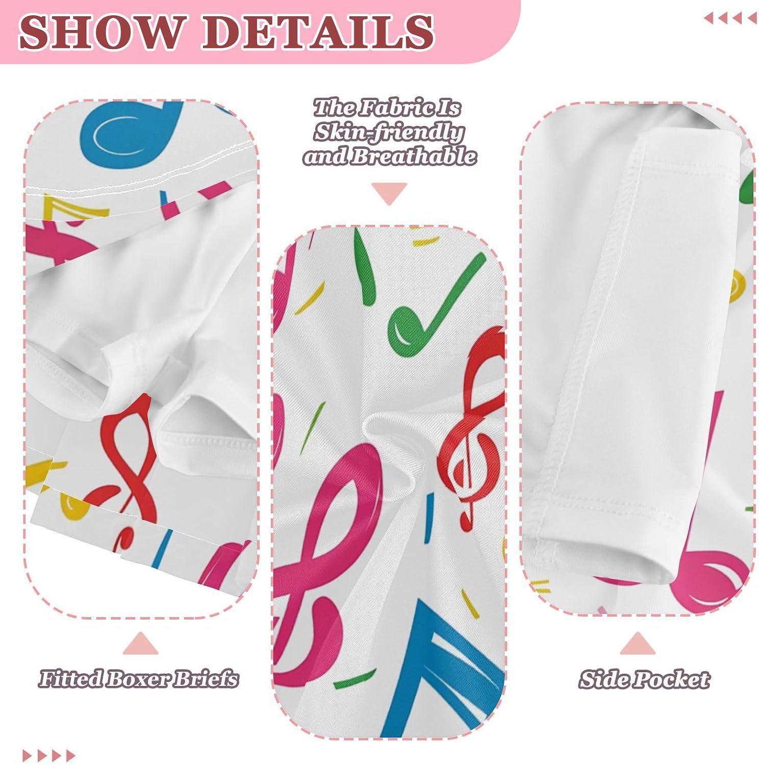 visesunny Music Note Colorful Girl's Golf Skirt Athletic Tennis Skort Sport Activewear with Double Layer Pockets