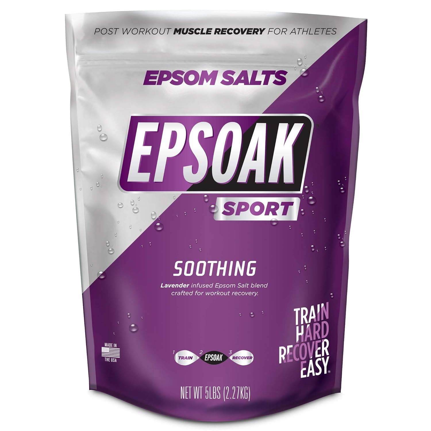 Epsoak Sport Lavender Epsom Salt for Athletes - 5 lbs. Soothing Therapeutic Soak with Lavender Essential Oil… : Beauty & Personal Care