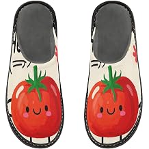 Womens Slippers Indoor Slippers Women Memory Foam Slipper Shoes House Slipper Bed For Women Hello Cartoon Cute Red Tomato