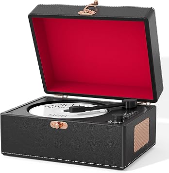 CD Player Portable Bluetooth, Black Retro CD Player for Home Music Player, Rechargeable Battery & Built-in Speakers, with Led Display, Headphone Jack, USB & AUX Playback, for Music LoversBlack