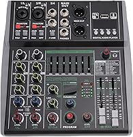 Yoidesu 4-Channel Audio Mixer with 99 DSP Effects, 48V Phantom Power, USB Recording, 7-Band EQ for DJ Karaoke Live Performances