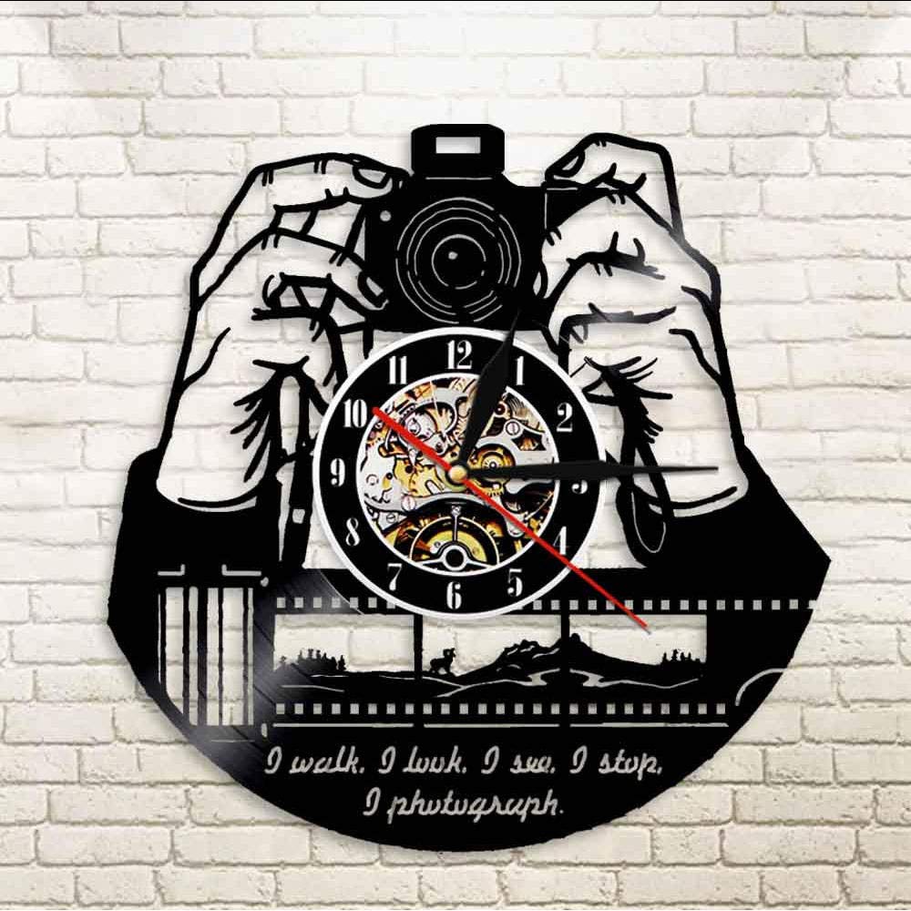 Wall Clocks Hands On Camera Photo Camera Wall Clock Photographers Vinyl Record Wall Clock Photography Studio Logo Cameraman Shutterbugs Gift Lighted