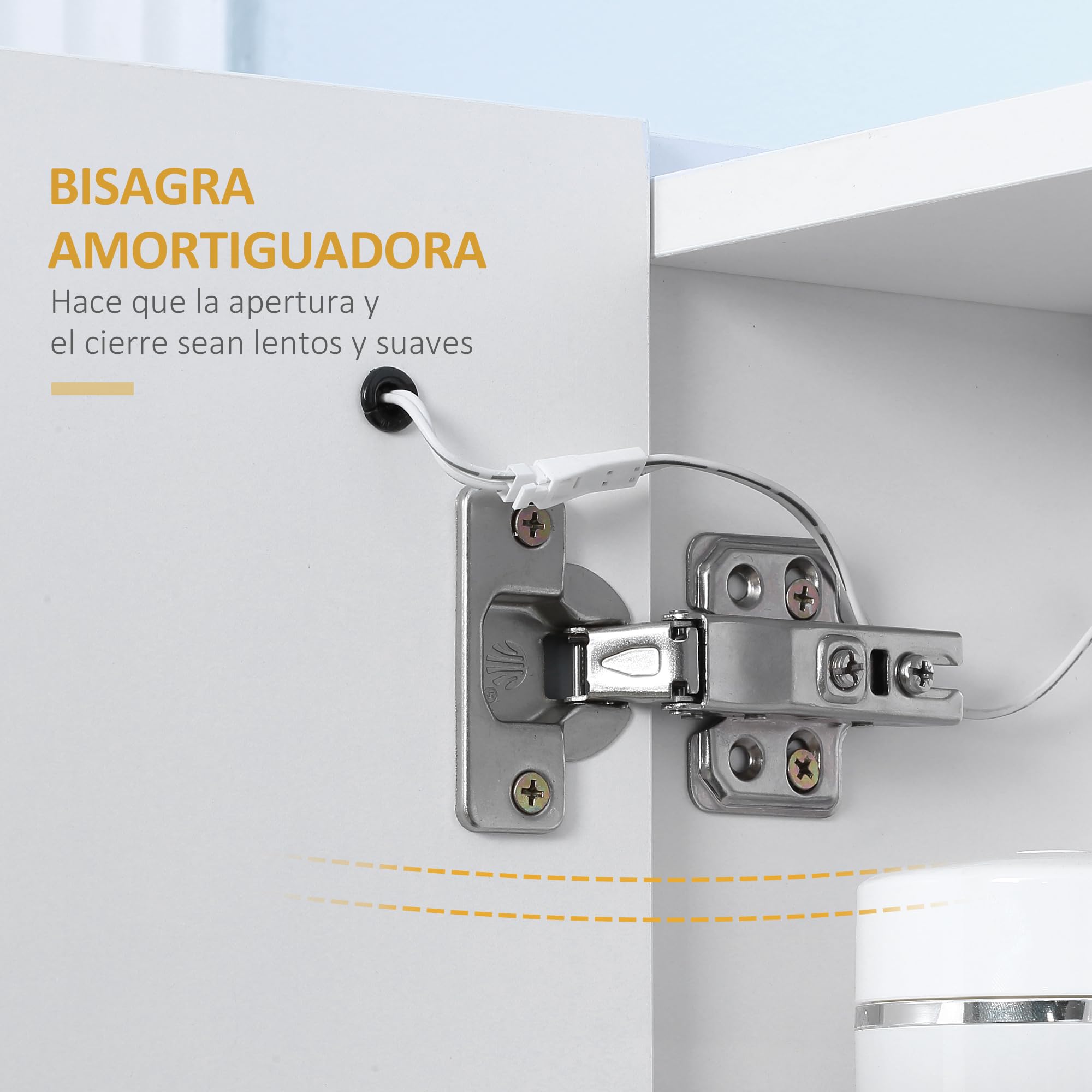 kleankin Armario con Espejo de Baño con Luz LED 70x15x65 cm Blanco | Armario de Baño Colgante, 2 Puertas, Función de Memoria, Interruptor Táctil, Estilo Moderno